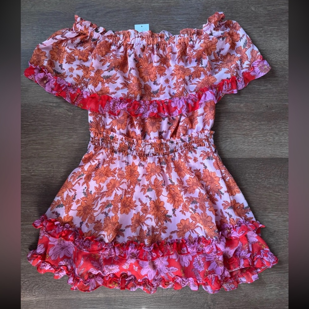 Jessica Simpson Floral Off-Shoulder Dress with Ruffle Details